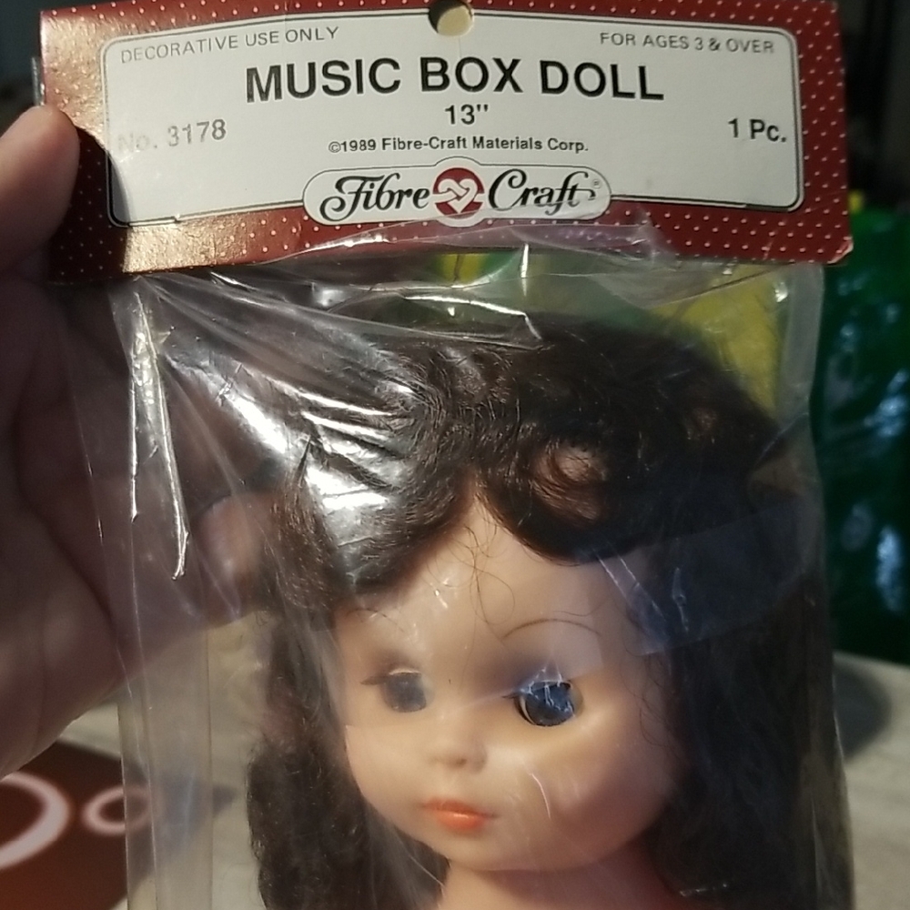 Fibre Craft Music Box Doll with Brown Hair New  1989